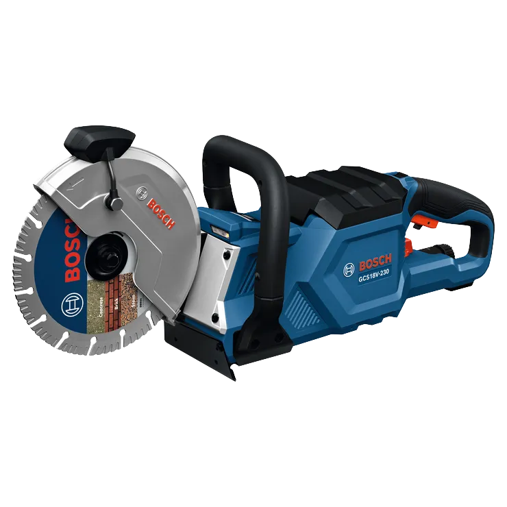 Bosch GCS18V-230, outil électroportatif bleu et noir avec une lame circulaire marquée "Bosch"