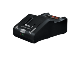 Chargeur Bosch AMPShare avec texte "TURBO" et "ACTIVE AIR COOLING", avec voyants indicateurs d'alimentation et de mode.