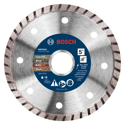 Disque diamanté à couronne turbo de 5 po pour des coupes nettes