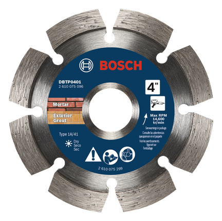Disque à déjointoyer diamanté à couronne segmentée de 4 po