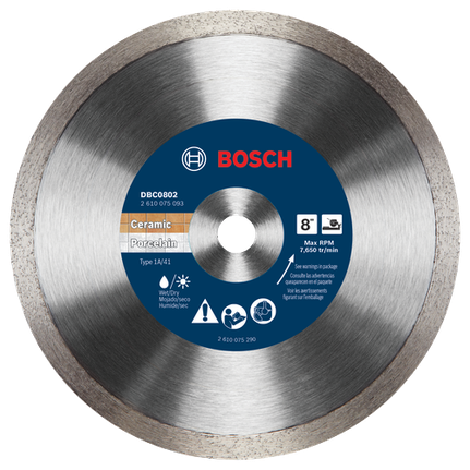 Disque diamanté à couronne continue premium de 8 po pour des coupes précises