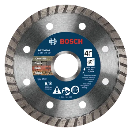 Disque diamanté premium à couronne turbo de 4-1/2 po pour des coupes nettes