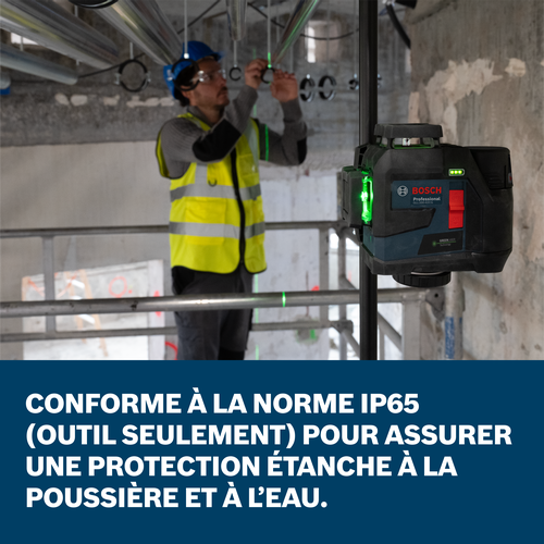 Bosch green beam aligning laser model GLL330-42CGL feature claim of the product.