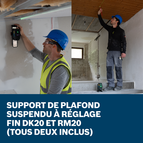 Bosch green beam line laser model GCL165-82CGL product accessories shown up in french.