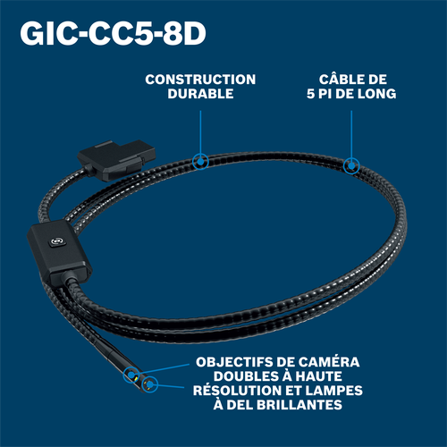 Bosch GIC-CC5-8D inspection camera cable walkaround image in french.