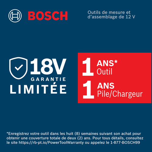 Bosch warranty badge for 1 year warranty toll and battery.