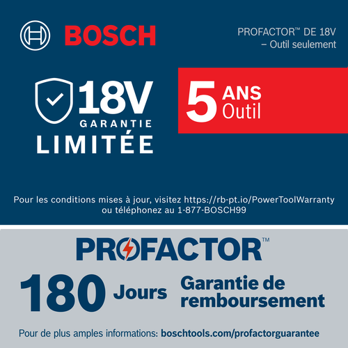 Image informative de badge de garantie 5 ans profactor Bosch.