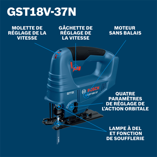 Bosch GST18V-37N jigsaw product image on walkaround view.