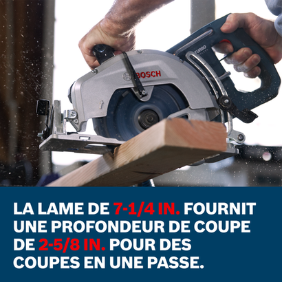 Bosch circular saw product application images showcasing the main features of the tool.