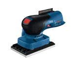 Voici la traduction :

Ponceuse Bosch GSS12V-40 avec bouton d'alimentation, contrôle de la vitesse et étiquette d'avertissement.