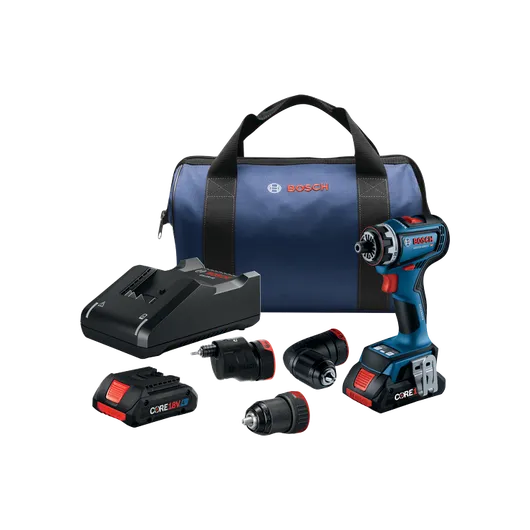Bosch GSE18V-800FCB24 : kit perceuse-visseuse sans fil avec perceuse-visseuse, 3 embouts, batterie, chargeur et sac.
