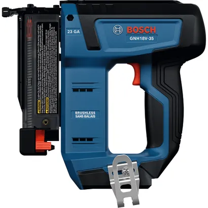 Image produit du cloueur sans fil pour le bois Bosch GNH18V-35N en vue rapprochée.