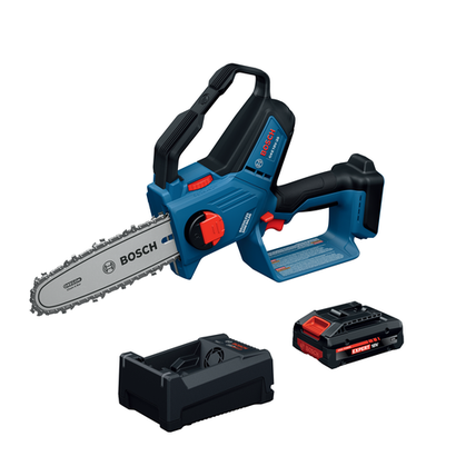 The Bosch GKE18V-20N14X 18V Cordless Pruning Saw Kit on the product image dynamic view.