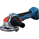 Rectifieuse angulaire Bosch GWX18V-8-2 18 V X-LOCK sans balais 4-1/2 po avec interrupteur coulissant, sans batterie, en vue isométrique.
