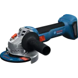 Rectifieuse angulaire Bosch GWS18V-8-2 18 V X-LOCK sans balais 4-1/2 po avec interrupteur coulissant, sans batterie, en vue dynamique.