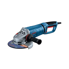 Rectifieuse angulaire grand diamètre Bosch GWS25-180PR 7 po en image produit dynamique sur fond blanc.