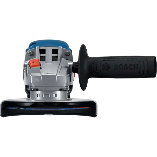 Rectifieuse angulaire Bosch GWS18V-8-2 18 V X-LOCK sans balais 4-1/2 po avec interrupteur coulissant, sans batterie, en vue de face.