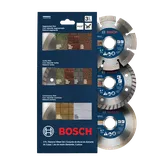 Image de l’ensemble de 3 disques diamantés à couronne continue Bosch DB045S3, en vue produit.
