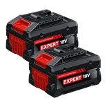 Batterie Bosch EXBA18V-60-2PK EXPERT 18 V lithium-ion 6 Ah haute puissance, lot de 2, en image produit dynamique.