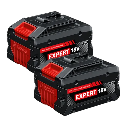 Bosch EXBA18V-60-2PK EXPERT 18V Lithium-Ion 6 Ah High Power Battery, 2-Pack on a product image dynamic.