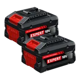 Batterie Bosch EXBA18V-60-2PK EXPERT 18 V lithium-ion 6 Ah haute puissance, lot de 2, en image produit dynamique.