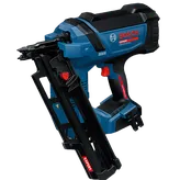 Image produit dynamique du cloueur de charpente sans balais Bosch EXNH18V-90MDN 18 V à angle de 30 degrés sur fond blanc.