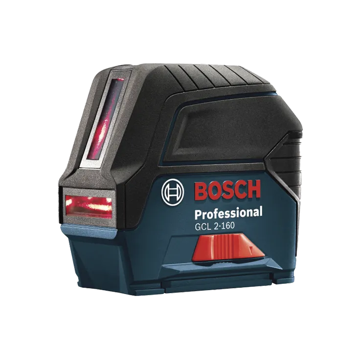 Product Image Dynamic of Bosch GCL 2-160 Self-Leveling Cross-Line Laser with Plumb Points on a white background.