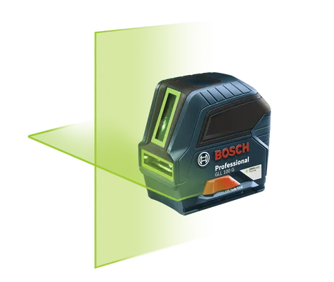 Product Image Dynamic of Bosch GLL 100 G Green-Beam Self-Leveling Cross-Line Laser on a white background.