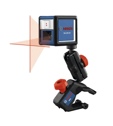 Product Image Dynamic of Bosch GLL25-10 Self-Leveling Cross-Line Laser and MM2 on a white background.