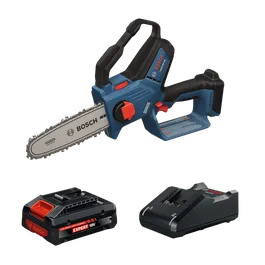 The Bosch GKE18V-20N14X 18V Cordless Pruning Saw Kit on the product image dynamic view.
