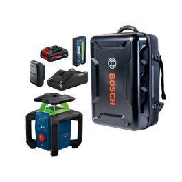 Image of kit from Bosch GRL18V-34P 18V Green-Beam Horizontal/Vertical Rotary Laser Kit with Backpack.