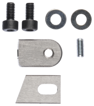 Product Image Dynamic of Bosch 3607010028 Upper/Lower Shear Blade Set on a white background.