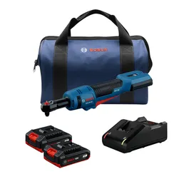 Product Image Dynamic of Bosch GRC18V-60B22 18V Cordless Ratchet Kit  on a white background.