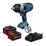 Dynamic Image of Bosch GDS18V-1600HB28X 18V Impact Wrench Kit on white background.