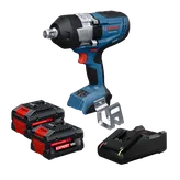 Dynamic Image of Bosch GDS18V-1600HB28X 18V Impact Wrench Kit on white background.