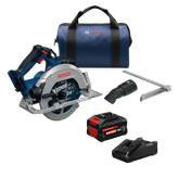 Dynamic Image of Bosch GKS18V-68-2B16X 18V Brushless 7-1/4 In. Circular Saw Kit on a white background.