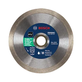 Lame Bosch 4 1/2" DB4566C avec régime maximal de 13 200 tr/min, pour porcelaine, granit et marbre.