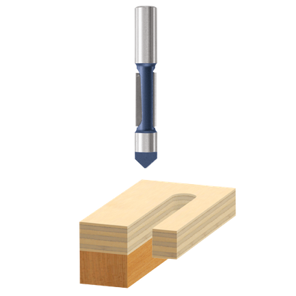 Fraise droite à défoncer à 2 cannelures à pointe en carbure de 3/8 po x 1 po