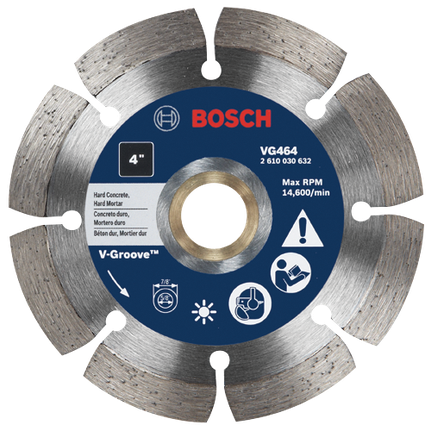 4 In. Segmented Rim V-Groove Diamond Blade for Hard Material
