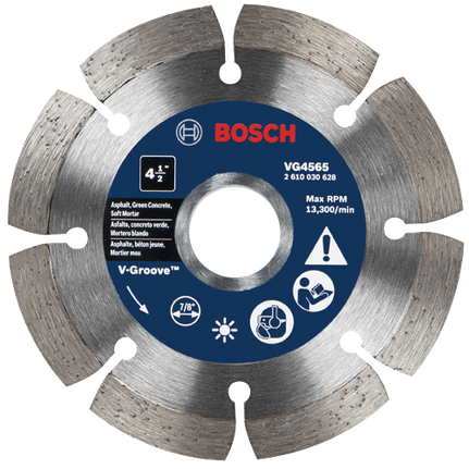 4-1/2 In. Segmented Rim V-Groove Diamond Blade for Soft Material