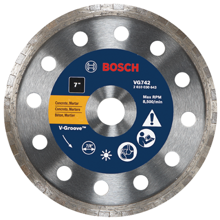 7 In. Turbo Rim V-Groove Diamond Blade for Smooth Cuts
