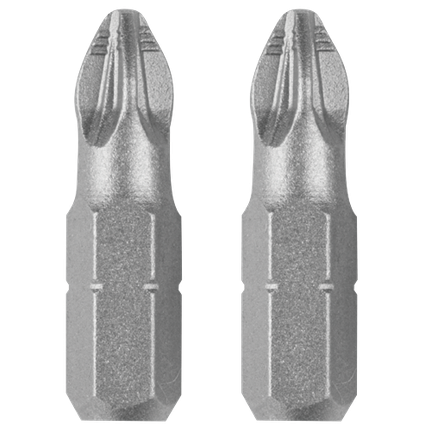 Extra Hard Pozidriv insert bit, 1 In. length, 1/4 In. shank, PZ2 ribbed point