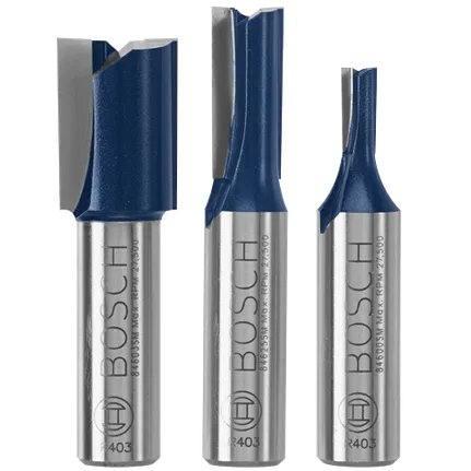 3 pc. Carbide-Tipped Down Shear Plywood Mortising Router Bit Set
