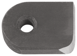 Metal plate with rounded end and hole in the center.