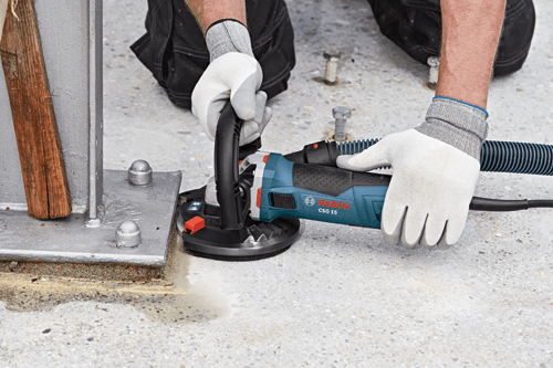 5" Concrete Surfacing Grinder with Dedicated Dust Collection Shroud  5" Concrete Surfacing Grinder with Dedicated Dust Collection Shroud_FlushApp_closeup