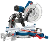 Bosch miter saw with visible text: BOSCH, Cortes transversales, 12/12, 10/12, 8/12, 4/12, 2/12, 2x2.08mm², and Made in China.