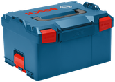 Bosch L-BOXX storage container with red latches and handles.