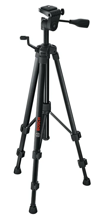 Bosch tripod, black, with red Bosch logo.
