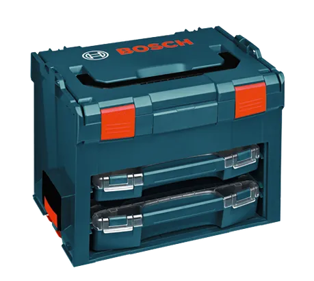BOSCH blue and orange tool storage system.