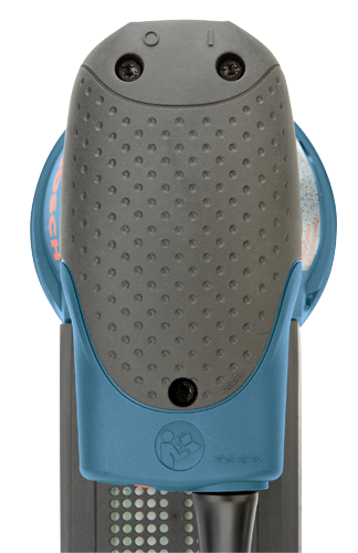 Handle of a power tool, with "BOSCH" partially visible on the side, and instructions pictogram. Text ">PA6-GF30<" is visible.